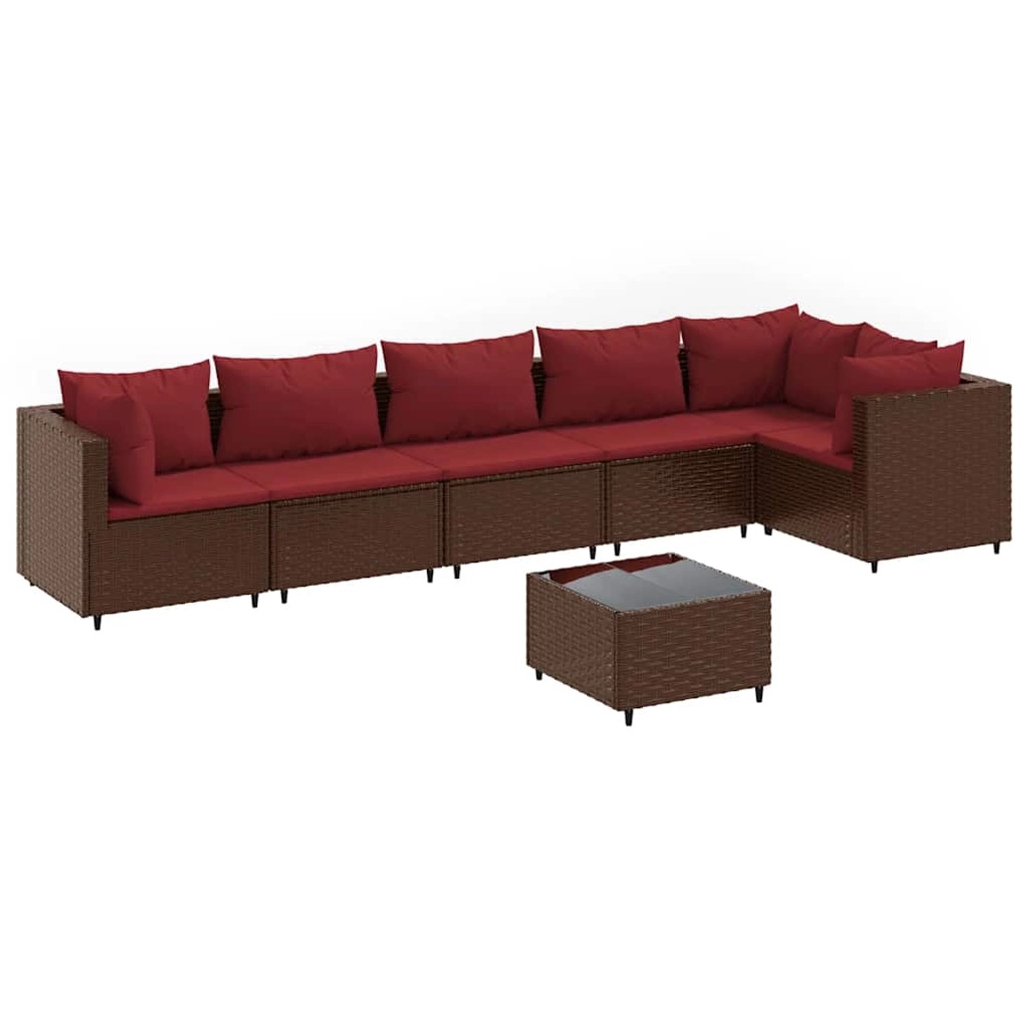 vidaXL 7-Tlg Garten-Lounge-Set mit Kissen Braun Poly Rattan 3308117 günstig online kaufen