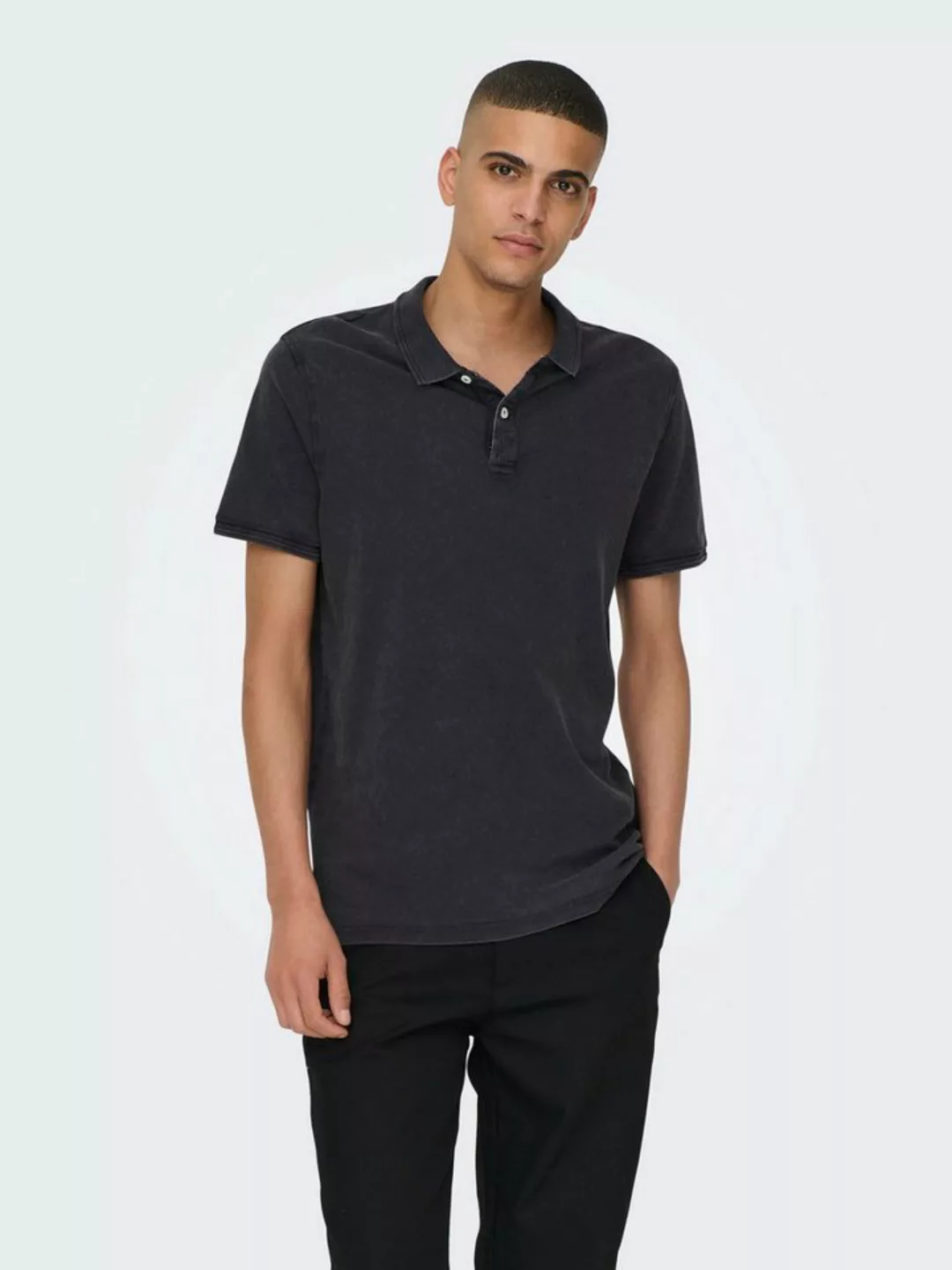 ONLY & SONS Poloshirt Poloshirt aus Baumwolle Kurzarm Slim Fit 7489 in Dunk günstig online kaufen