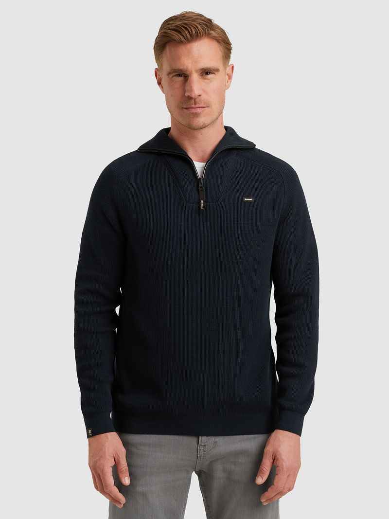Vanguard Pullover halber Reißverschluss strukturiert Rib Navy - Größe XL günstig online kaufen