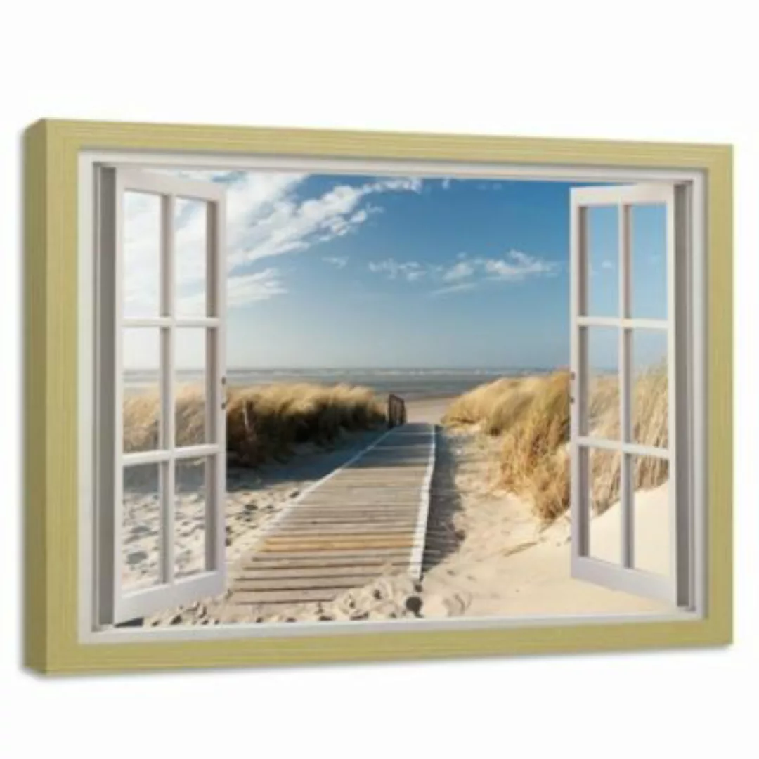FEEBY® Kunst geöffnetes Fenster zum Weg zum Strand Leinwandbilder bunt Gr. günstig online kaufen