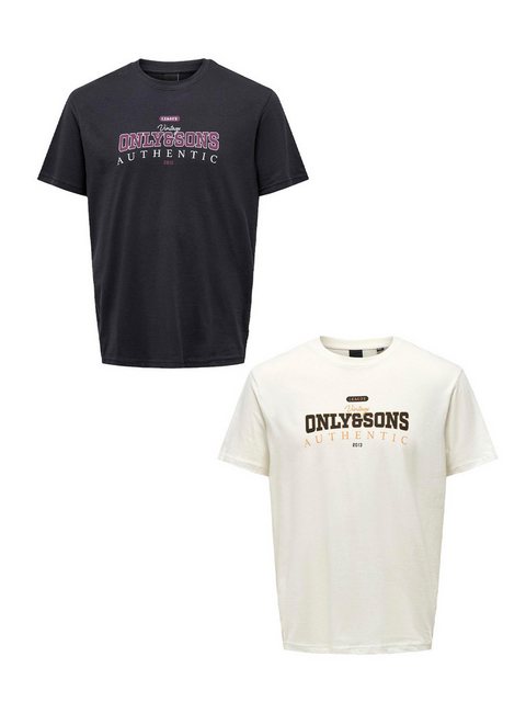 ONLY & SONS T-Shirt T-Shirt 2er-Set Rundhals Kurzarm (1-tlg) 7641 in Weiß-D günstig online kaufen