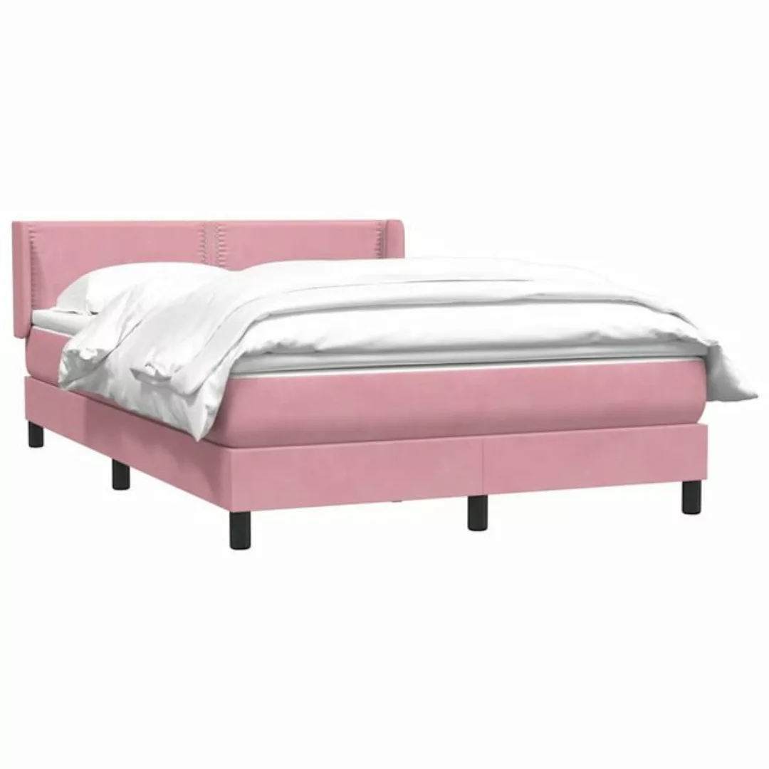 vidaXL Bett Boxspringbett mit Matratze Rosa 160x220 cm Samt günstig online kaufen