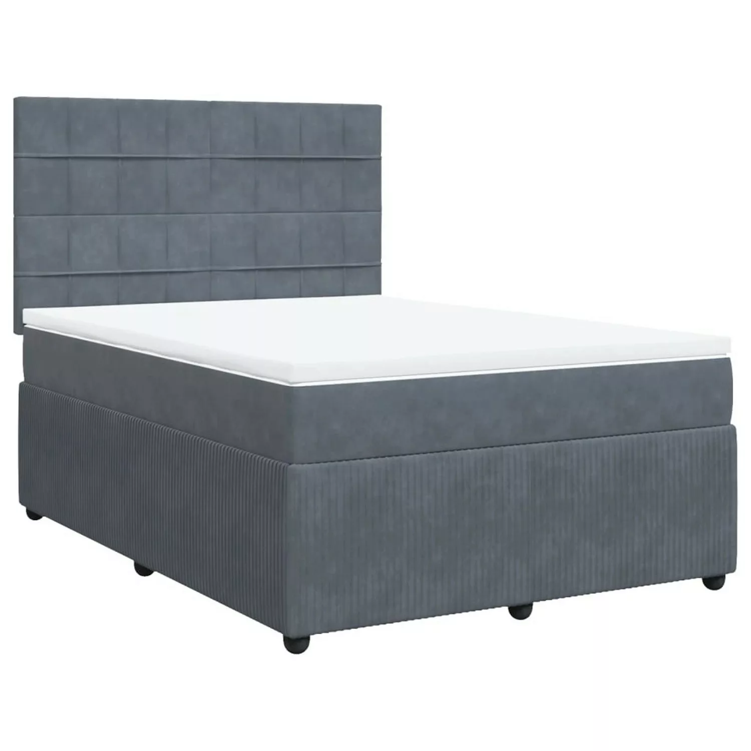 vidaXL Boxspringbett, Boxspringbett mit Matratze Dunkelgrau 140x190 cm Samt günstig online kaufen