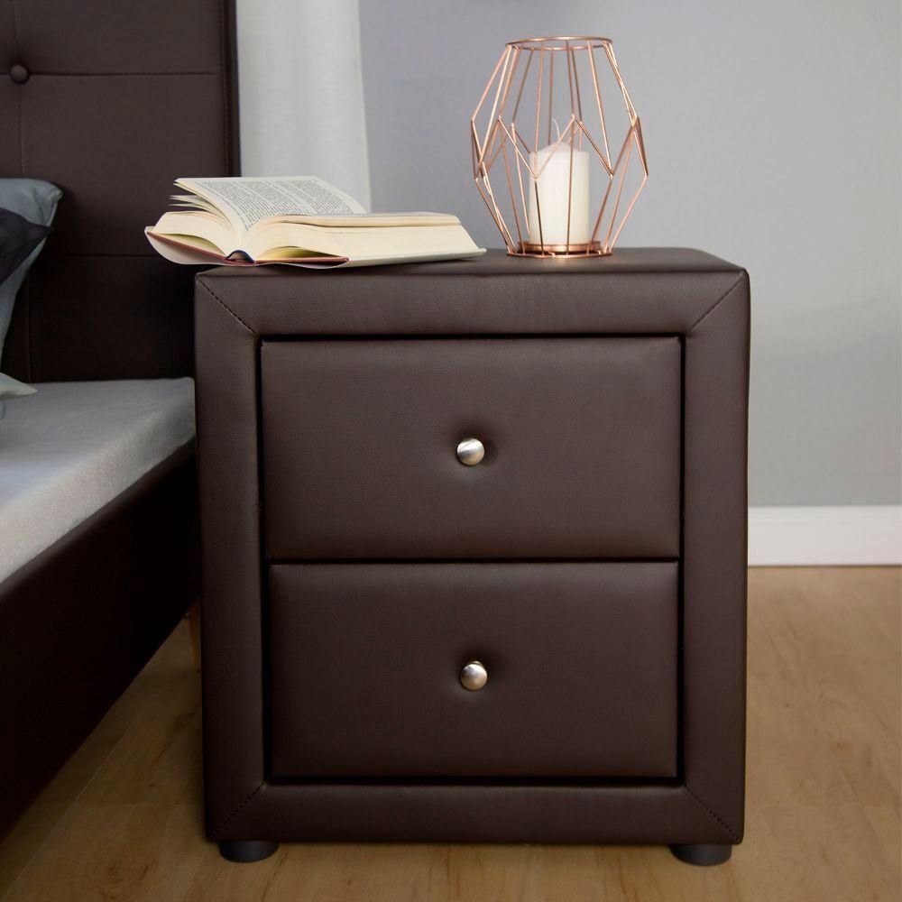 Homestyle4u Nachttisch Nachtschrank Schlafzimmer Braun Beistelltisch günstig online kaufen
