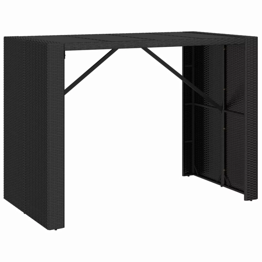 Vidaxl Bartisch Mit Glasplatte Schwarz 145x80x110 Cm Poly Rattan günstig online kaufen