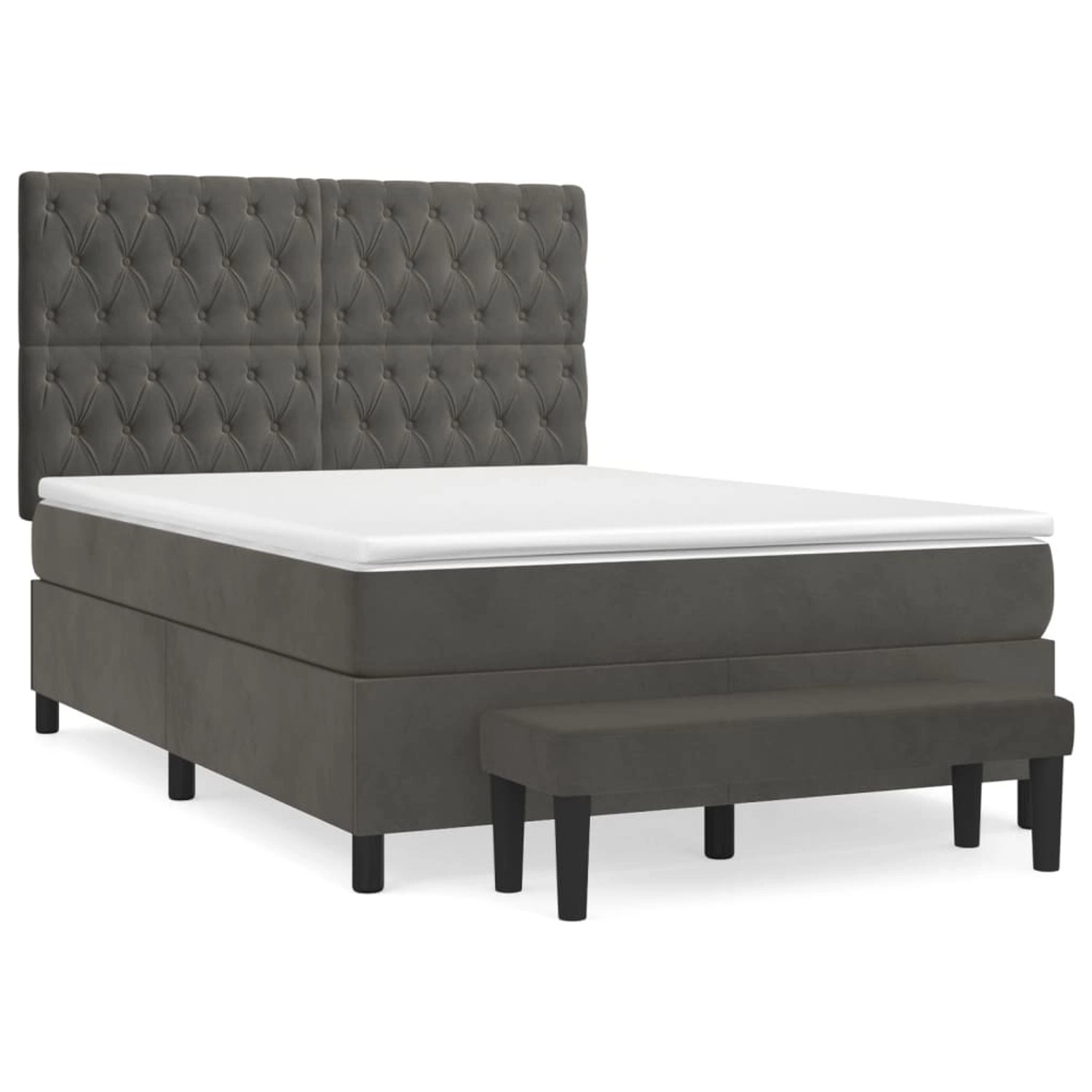 Vidaxl Boxspringbett Mit Matratze Dunkelgrau 140x200 Cm Samt günstig online kaufen