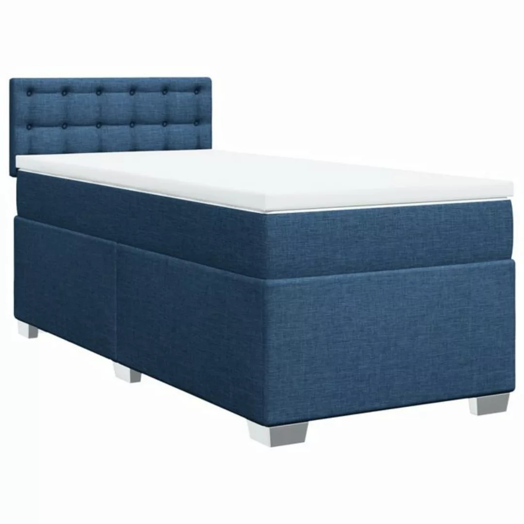 vidaXL Bett Boxspringbett mit Matratze Blau 90x200 cm Stoff günstig online kaufen