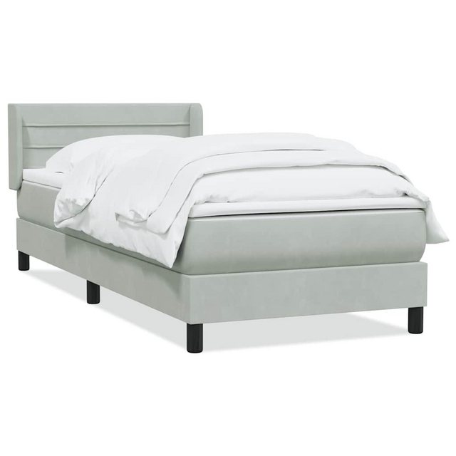 vidaXL Boxspringbett, Boxspringbett mit Matratze Hellgrau 80x210 cm Samt günstig online kaufen