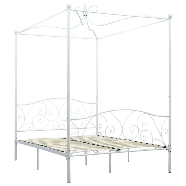 Himmelbett-gestell Weiß Metall 140 X 200 Cm günstig online kaufen