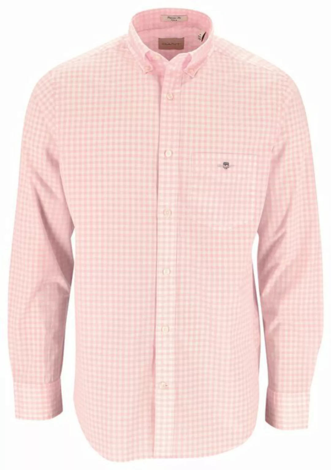 Gant Langarmhemd "REG POPLIN GINGHAM SHIRT", mit Logostickerei auf der Brus günstig online kaufen