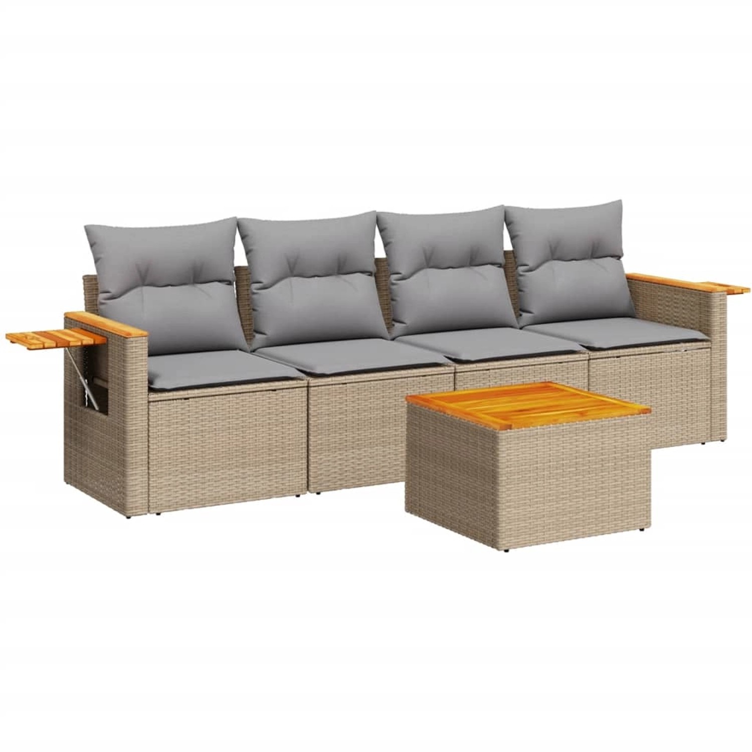 vidaXL 5-Tlg Garten-Sofagarnitur mit Kissen Beige Poly Rattan 3259021 günstig online kaufen