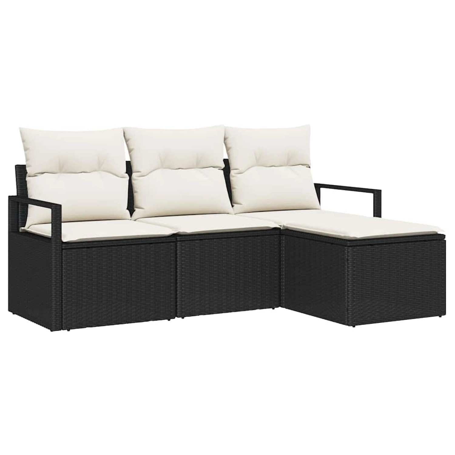 vidaXL Garten-Sofa-Set 4-Tlg Schwarz Poly Rattan 3346327 günstig online kaufen