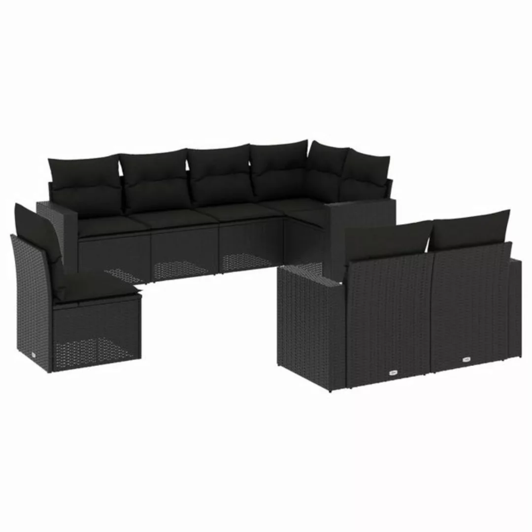 vidaXL Sofaelement 8-tlg. Garten-Sofagarnitur mit Kissen Schwarz Poly Ratta günstig online kaufen