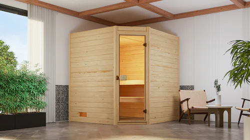 weka Sauna »Massivholzsauna VALIDA Eck 2«, Blockbohlen, Eckeinstieg, modern günstig online kaufen