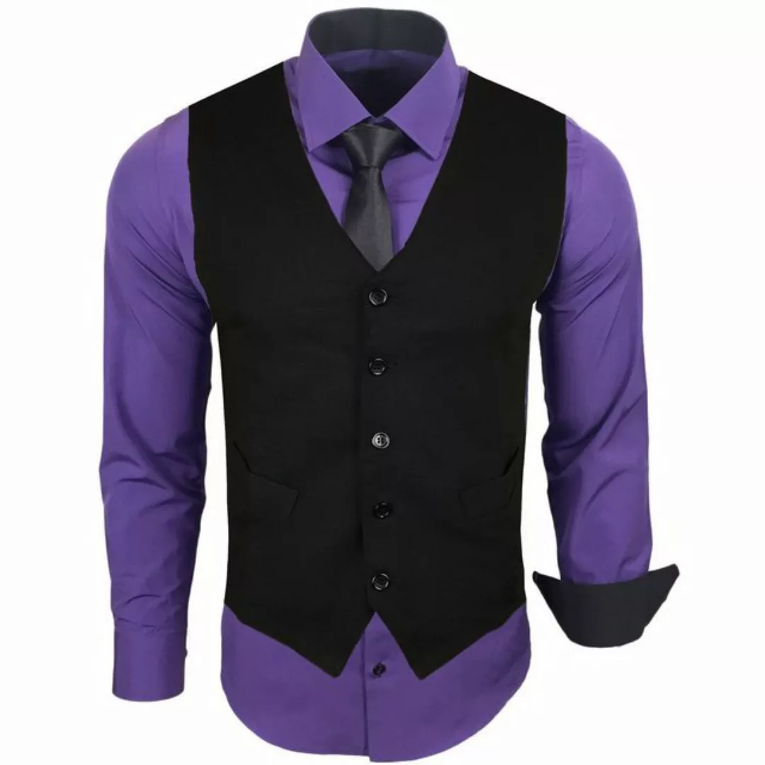 Baxboy Langarmhemd Baxboy Langarmhemd Herren-Hemd Slim-Fit Hemd + Weste + K günstig online kaufen