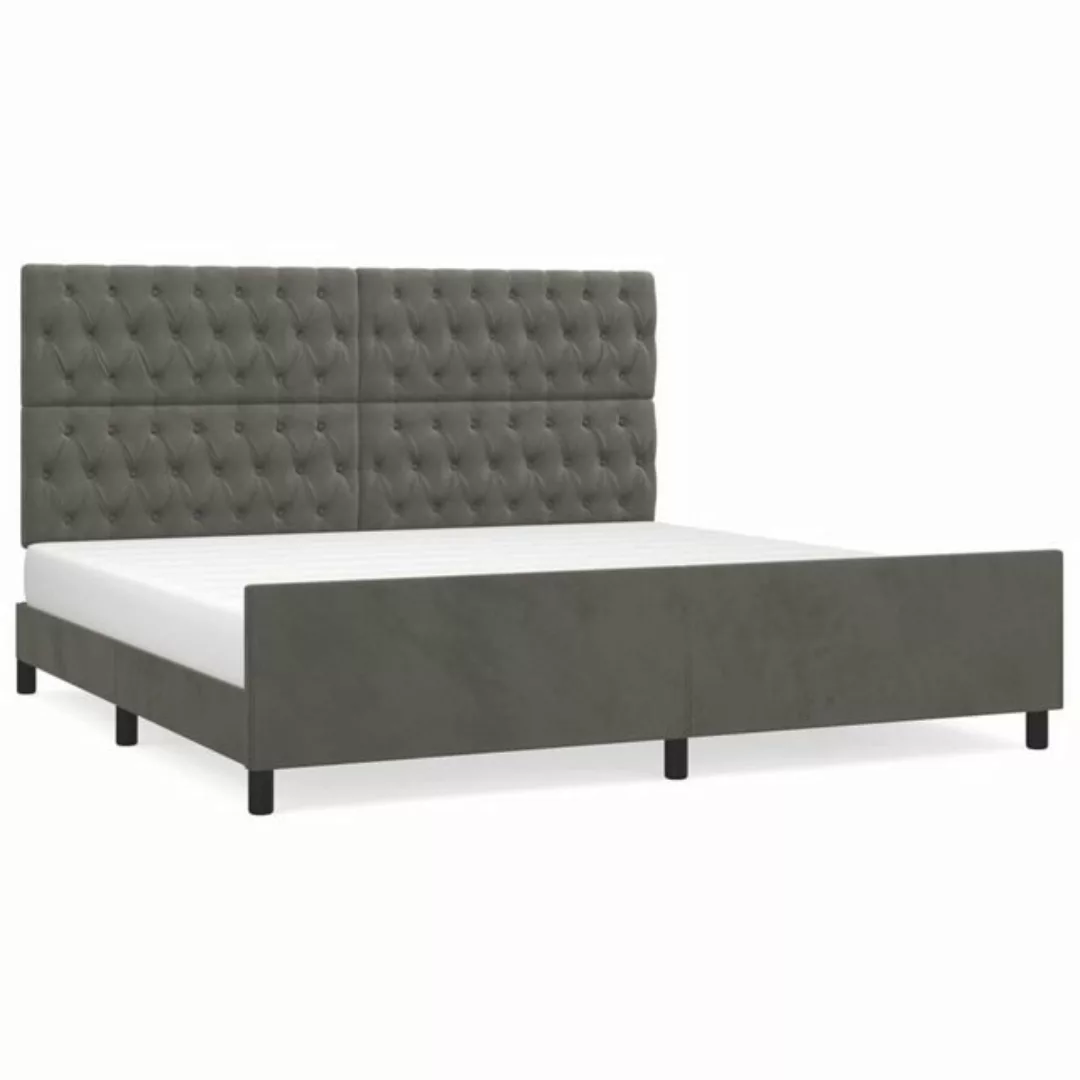 furnicato Bett Bettgestell mit Kopfteil Dunkelgrau 200x200 cm Samt günstig online kaufen