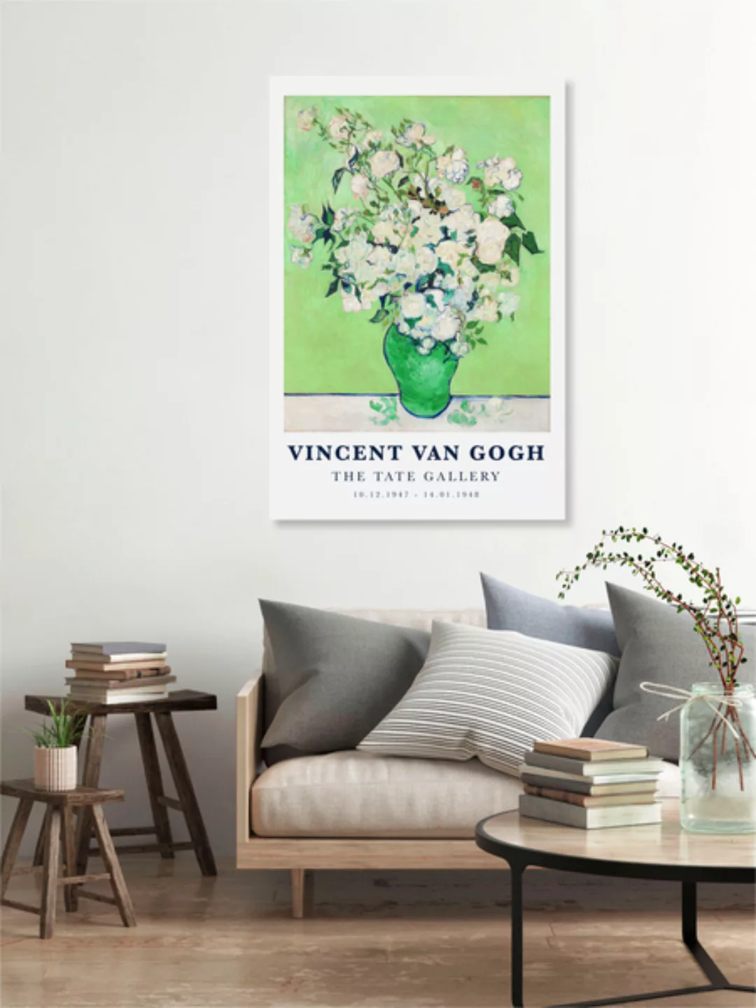 Poster / Leinwandbild - Vincent Van Gogh: Vase Mit Weißen Rosen (1890) günstig online kaufen