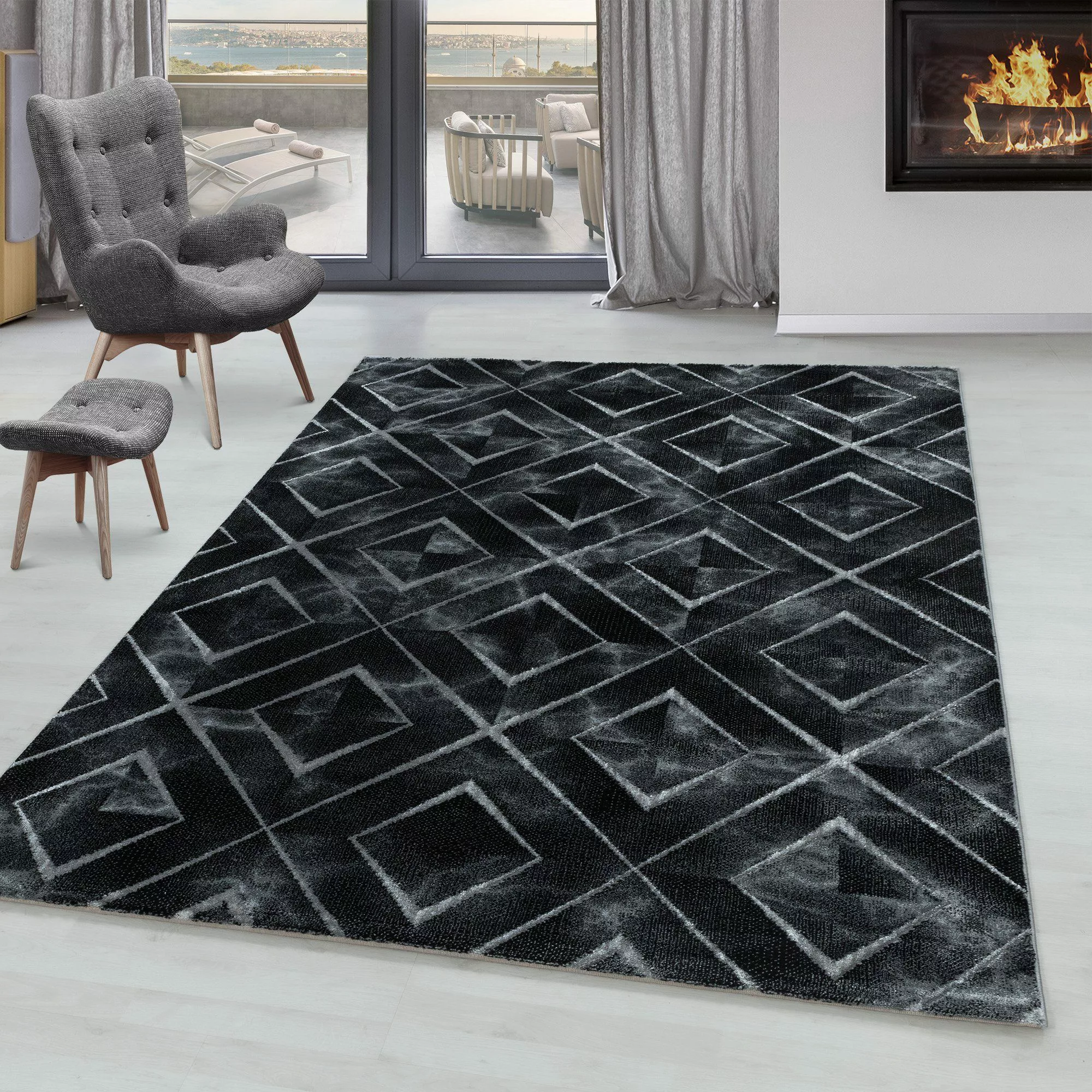 SIMPEX24 Designteppich Marmor Design, Rechteckig, Höhe: günstig online kaufen