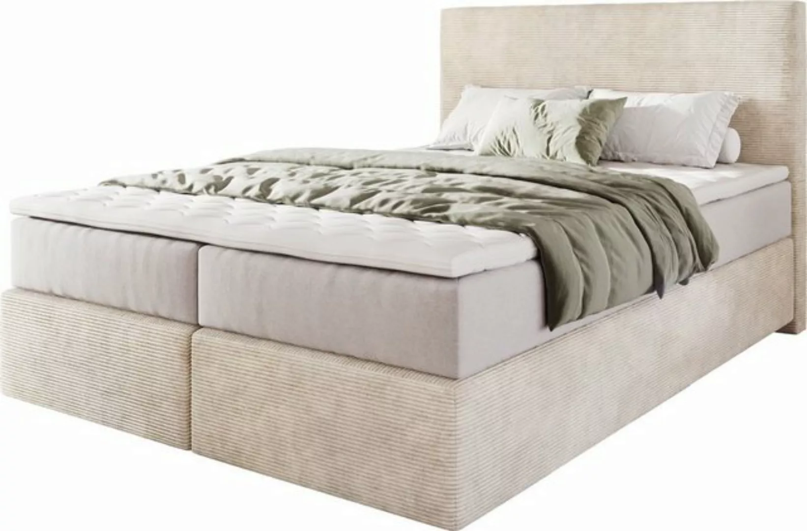 DELIFE Boxspringbett Dream-Well, Cord Beige 140x200 cm mit Taschenfederkern günstig online kaufen