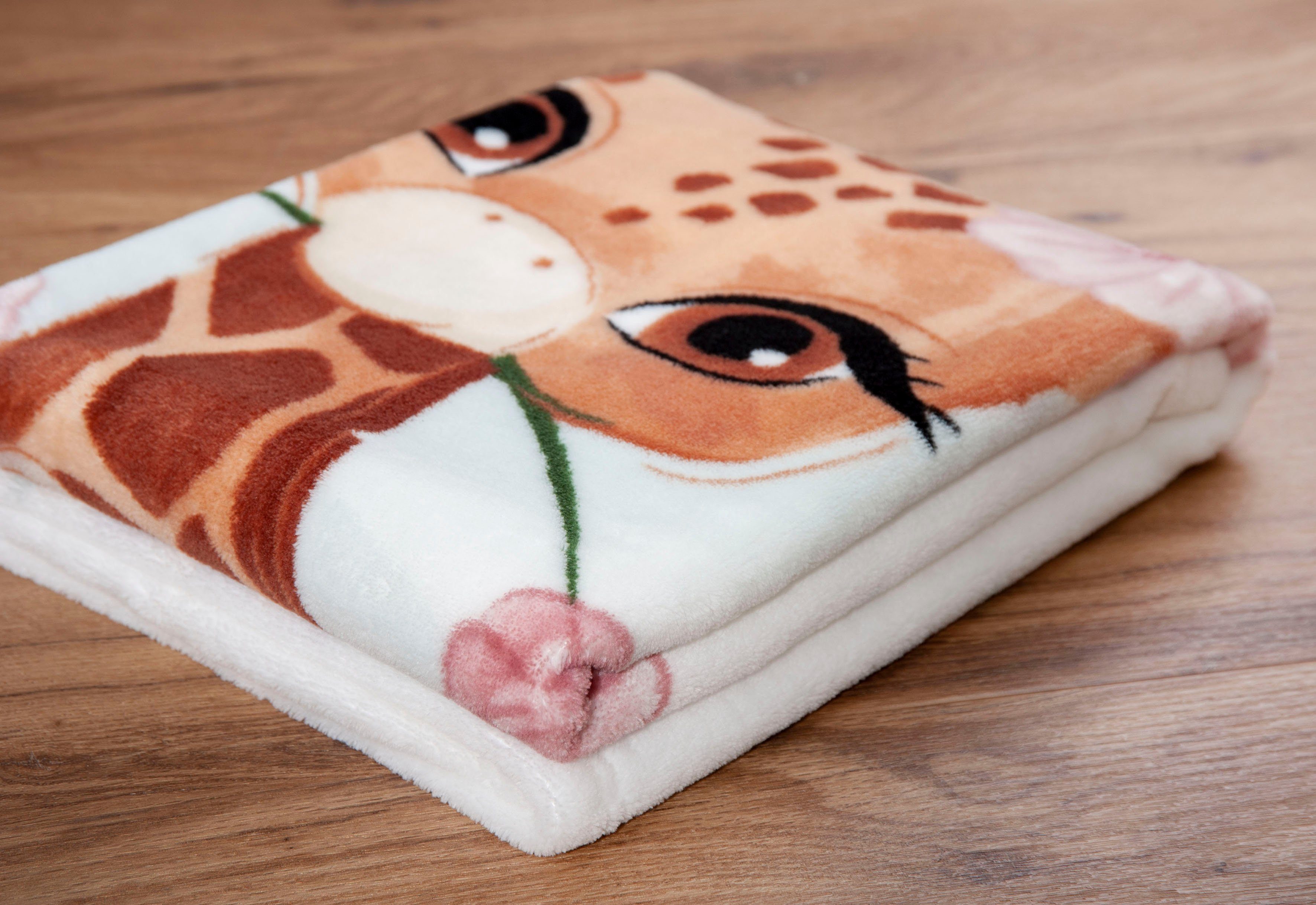 Herding Kuscheldecke  Giraffe ¦ mehrfarbig ¦ Synthetik ¦ Maße (cm): B: 75 H günstig online kaufen