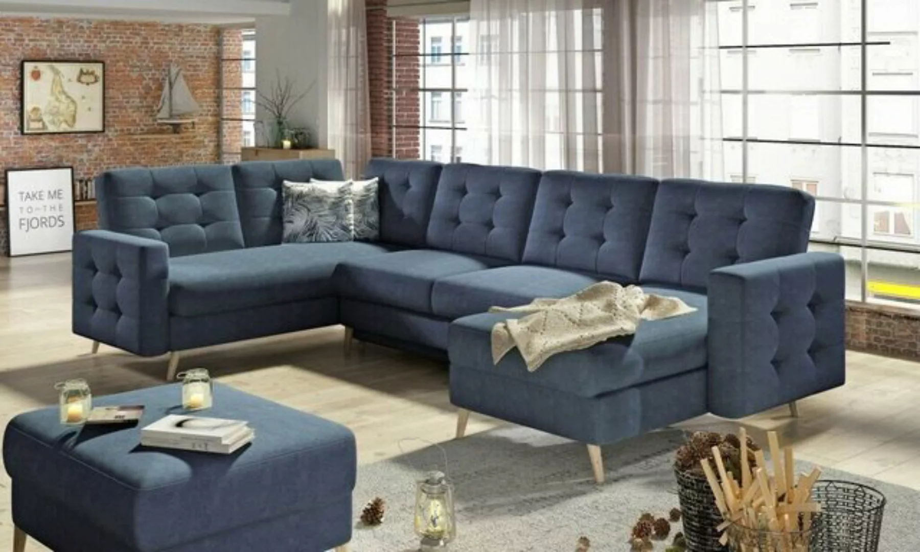 JVmoebel Ecksofa, U-Form Couch Wohnlandschaft Ecksofa Modern Design Sofa te günstig online kaufen