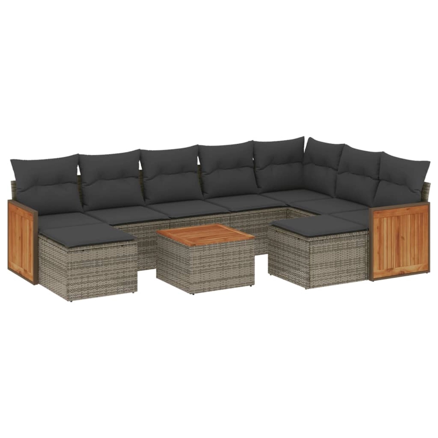 vidaXL 10-tlg Garten-Sofagarnitur mit Kissen Grau Poly Rattan Modell 89 günstig online kaufen