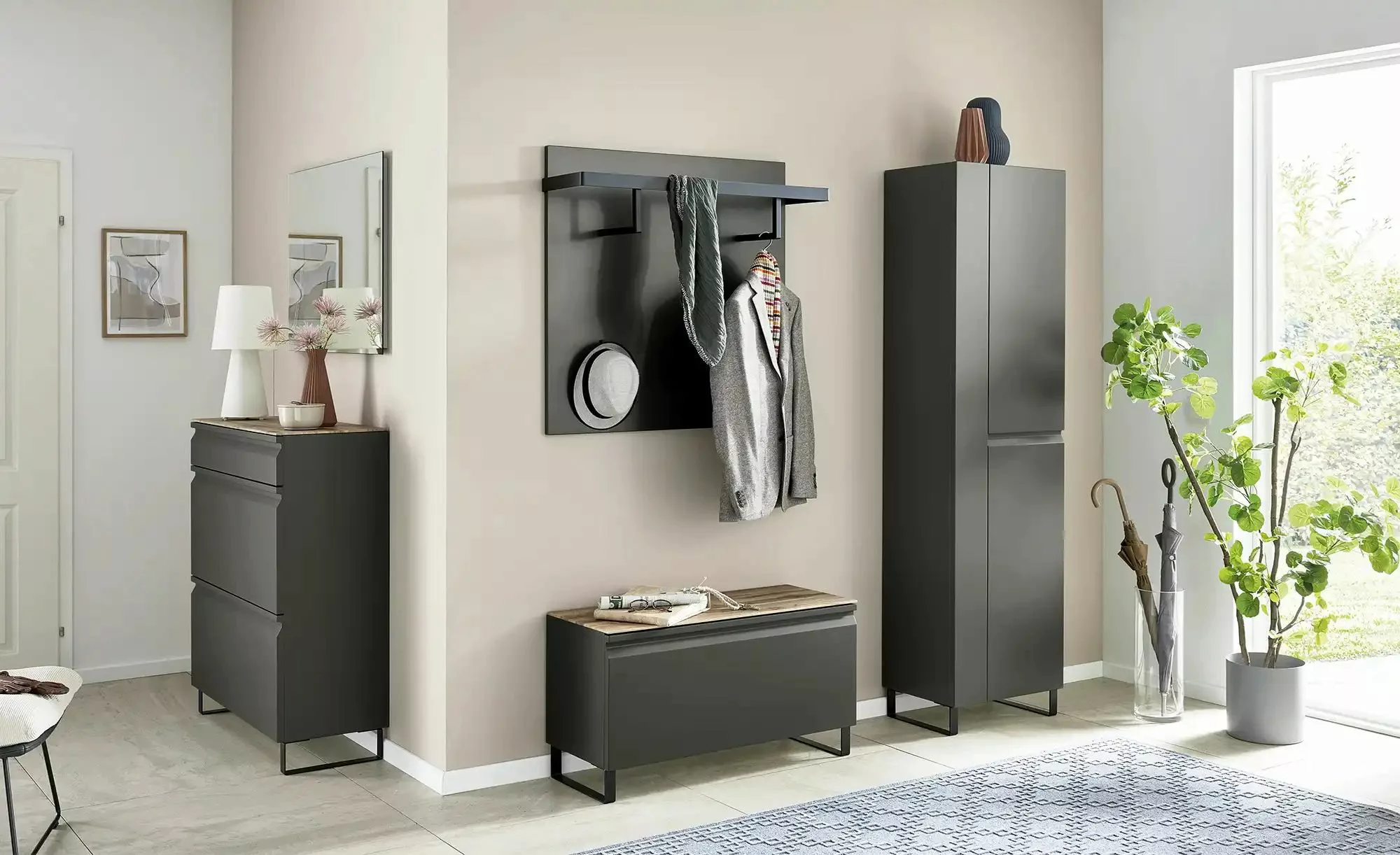 Wohnwert Mehrzweckschrank   Leo  ¦ grau ¦ Maße (cm): B: 52 H: 192 T: 36.0 S günstig online kaufen