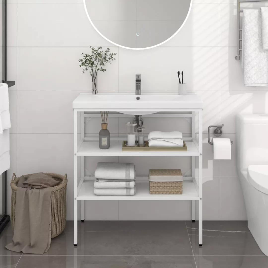 Badezimmer Waschtischgestell Weiß 79x38x83 Cm Eisen günstig online kaufen