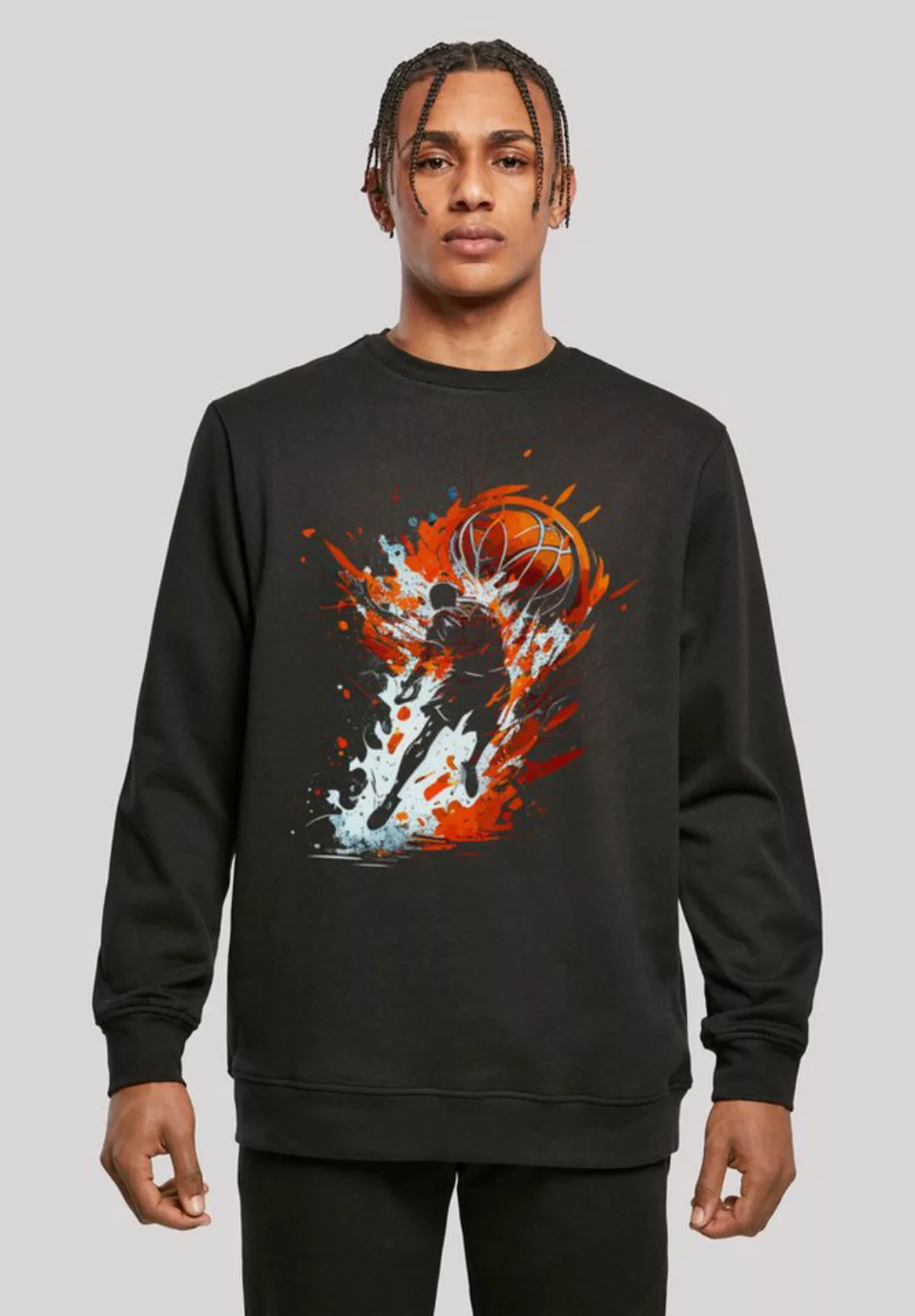 F4NT4STIC Kapuzenpullover Basketball Splash Orange Sport CREW Print günstig online kaufen