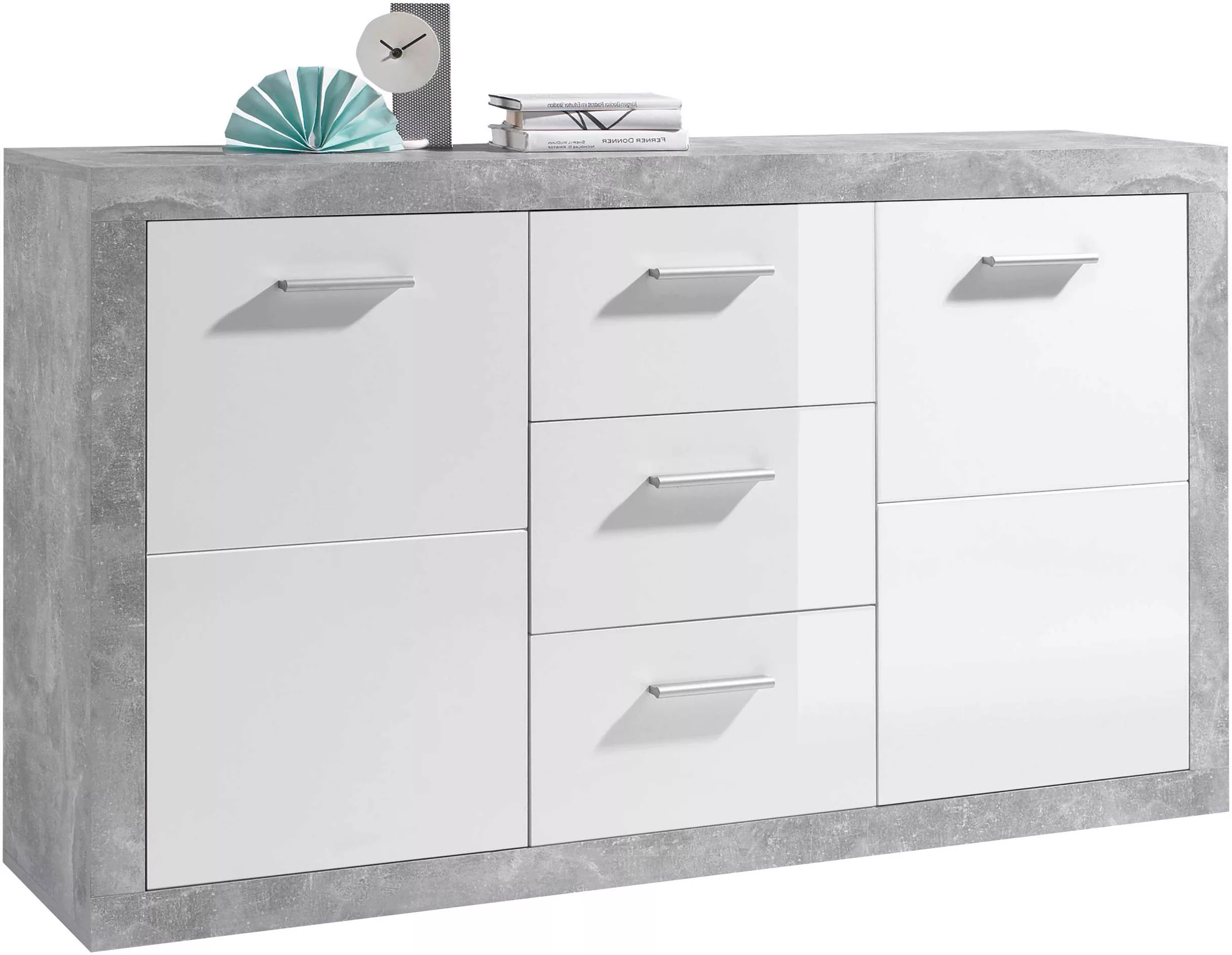 HBZ Sideboard "Stone", (1 St.), weiß Hochglanz, Sideboard mit Schubkästen günstig online kaufen