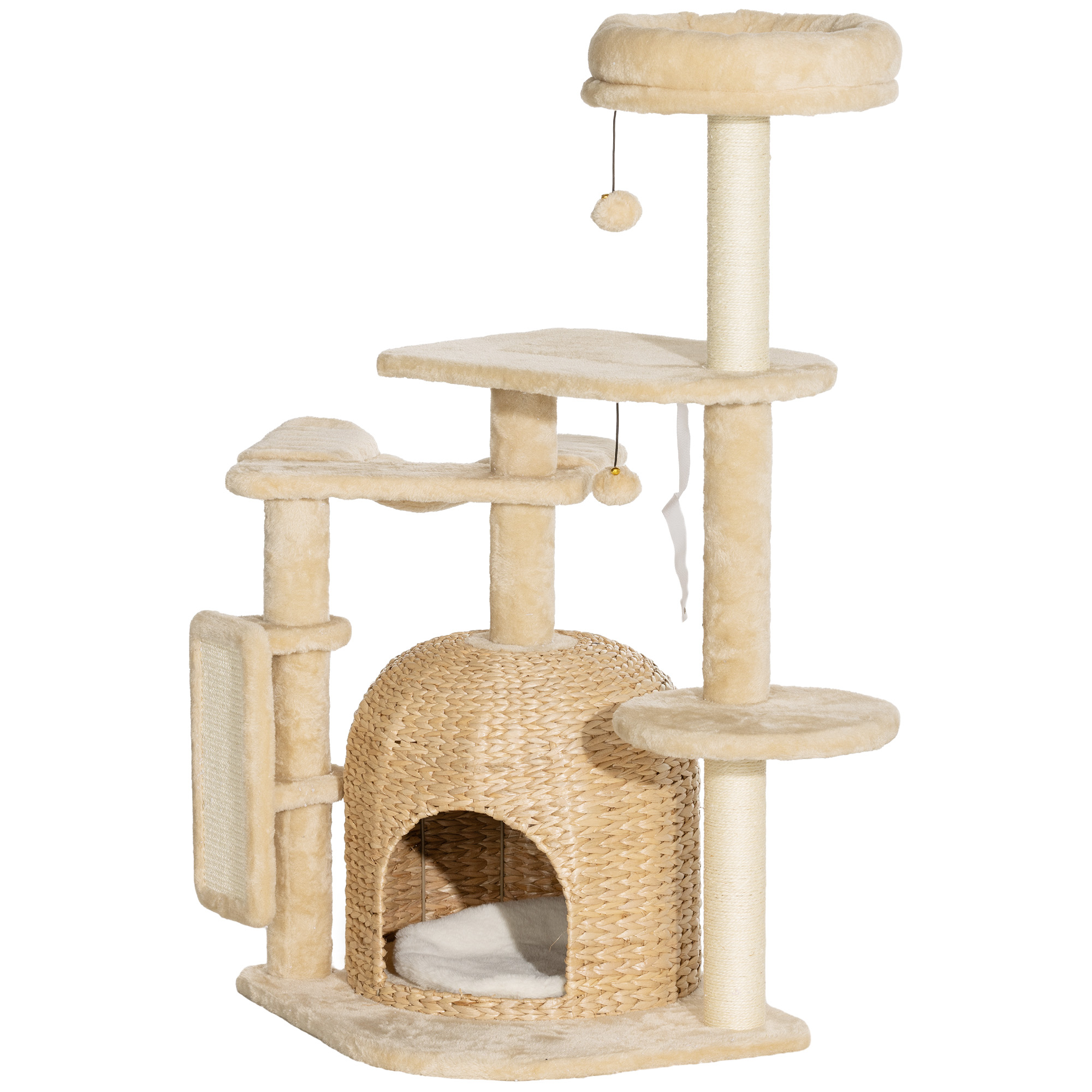 PawHut Kratzbaum 112 cm Katzenbaum mit Katzenhöhle, Bett, Spielbälle, Katze günstig online kaufen