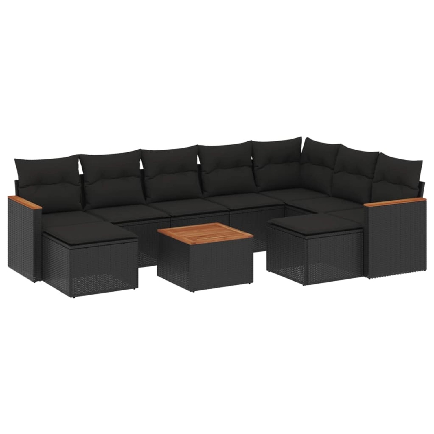 vidaXL 10-Tlg Garten-Sofagarnitur mit Kissen Schwarz Poly Rattan 3226545 günstig online kaufen