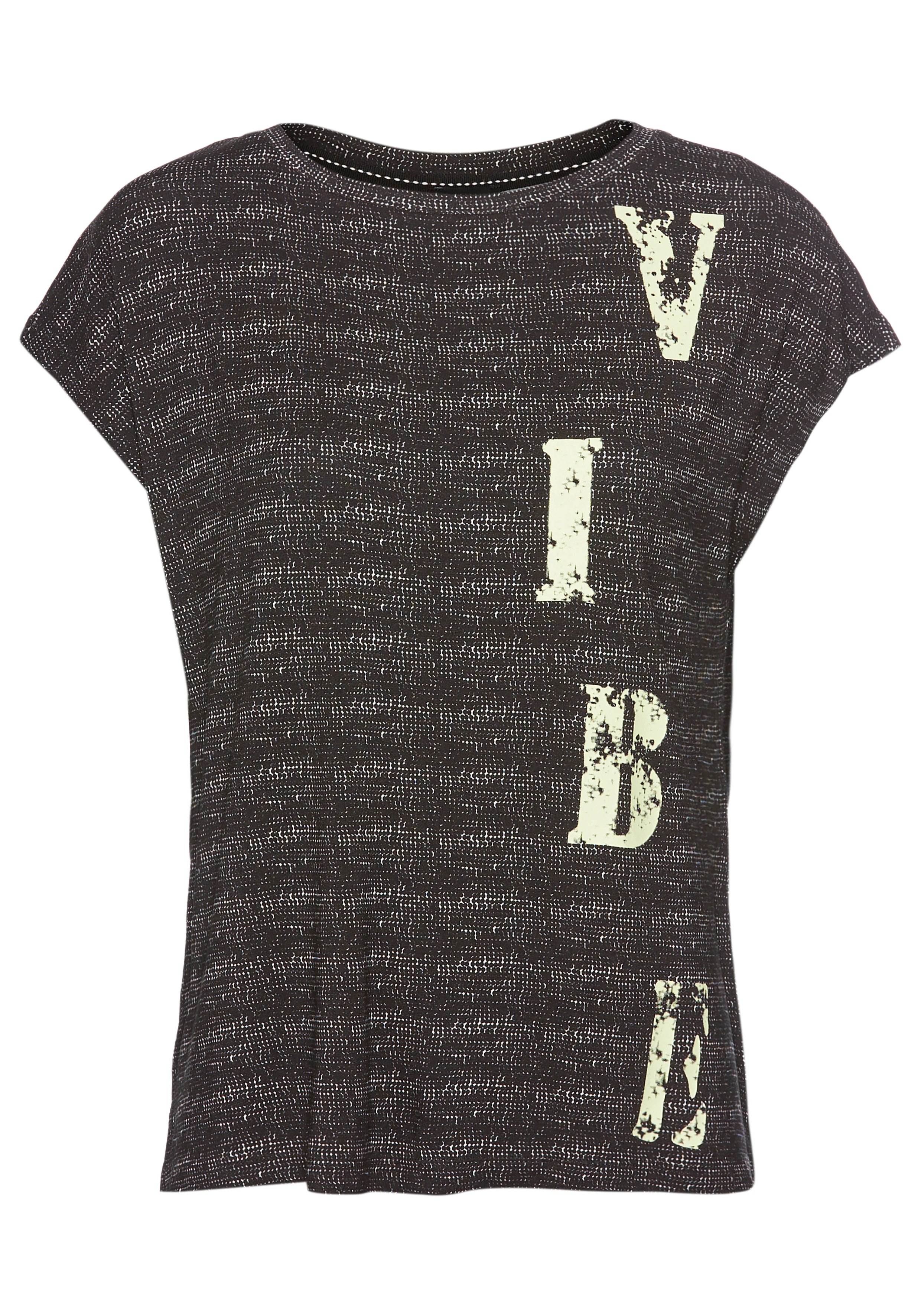 Laura Scott T-Shirt, in besonderer Melange-Optik mit Schriftzug günstig online kaufen