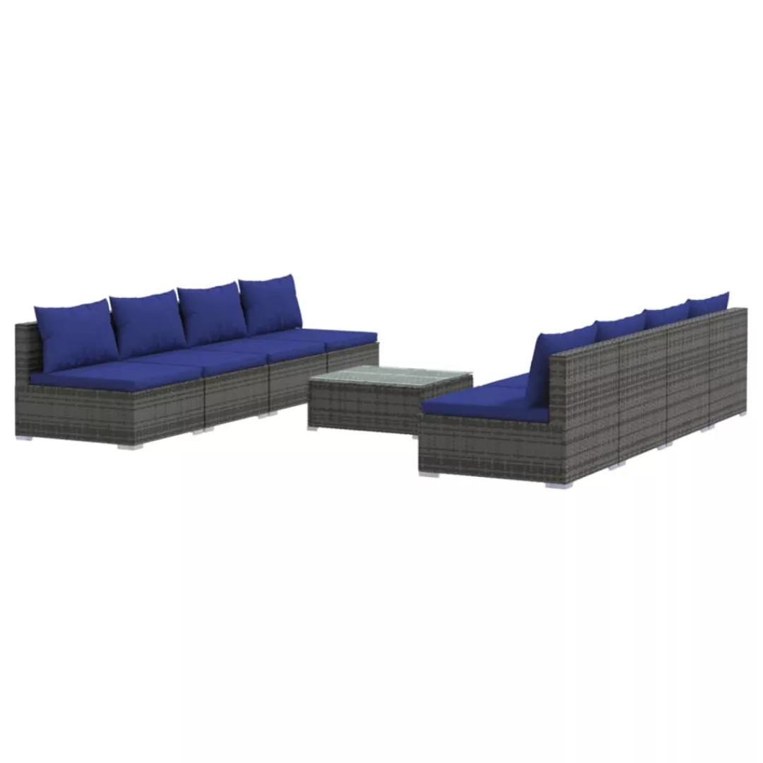 Vidaxl 9-tlg. Garten-lounge-set Mit Kissen Poly Rattan Grau günstig online kaufen