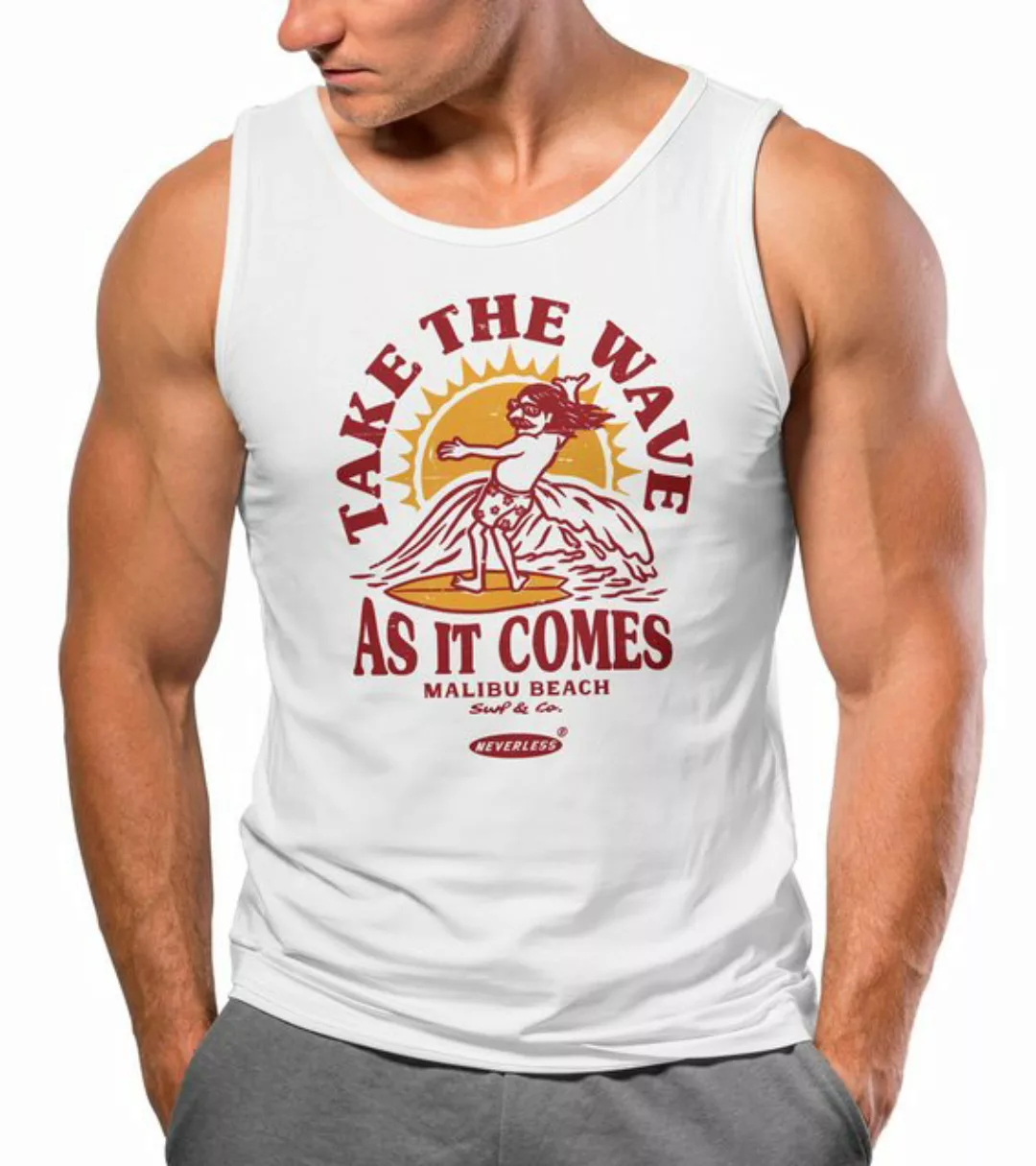 Neverless Tanktop Herren Tank-Top Surfer Spruch Take the Wave Welle Surfing günstig online kaufen