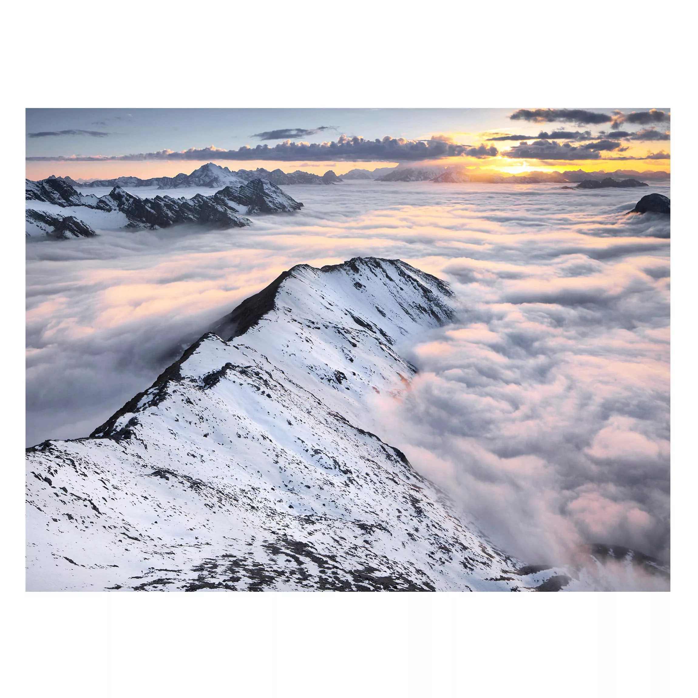 Magnettafel Natur & Landschaft - Querformat 4:3 Blick über Wolken und Berge günstig online kaufen