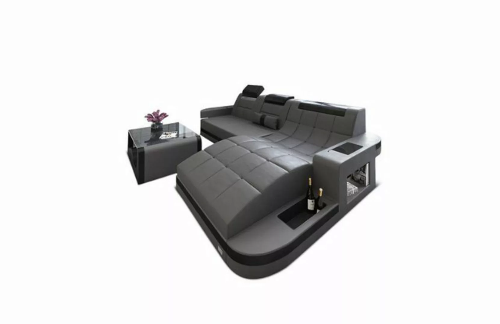 Sofa Dreams Ecksofa Sofa Leder Ledercouch Wave L Form Ledersofa, Couch günstig online kaufen