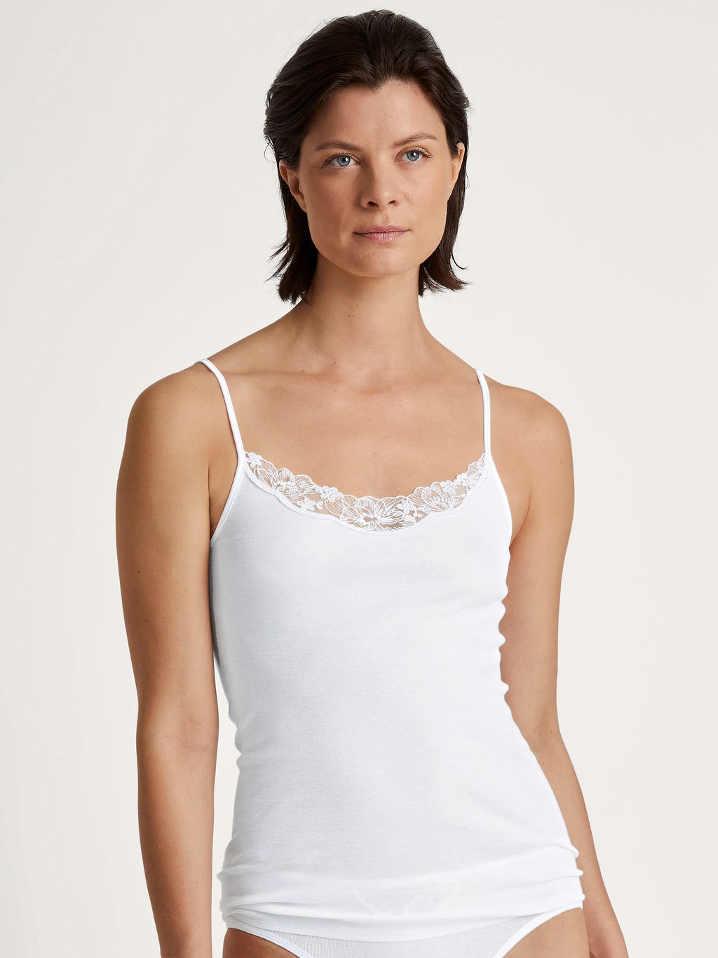 CALIDA Spaghettitop "Cotton Desire", Spitzen-Einsatz, atmungsaktiv, Feinrip günstig online kaufen