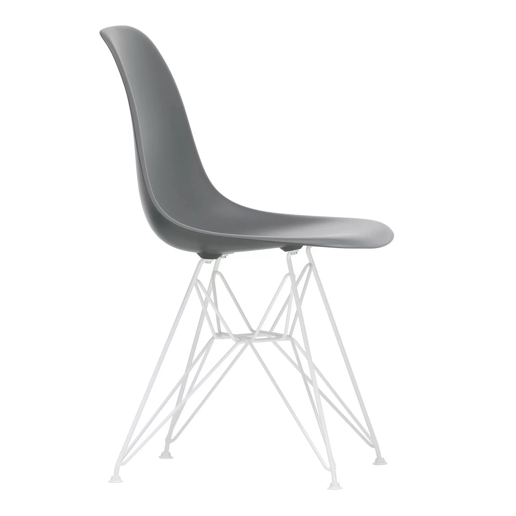 Vitra - Eames Plastic Side Chair DSR Gestell weiß - granitgrau/Sitzschale P günstig online kaufen