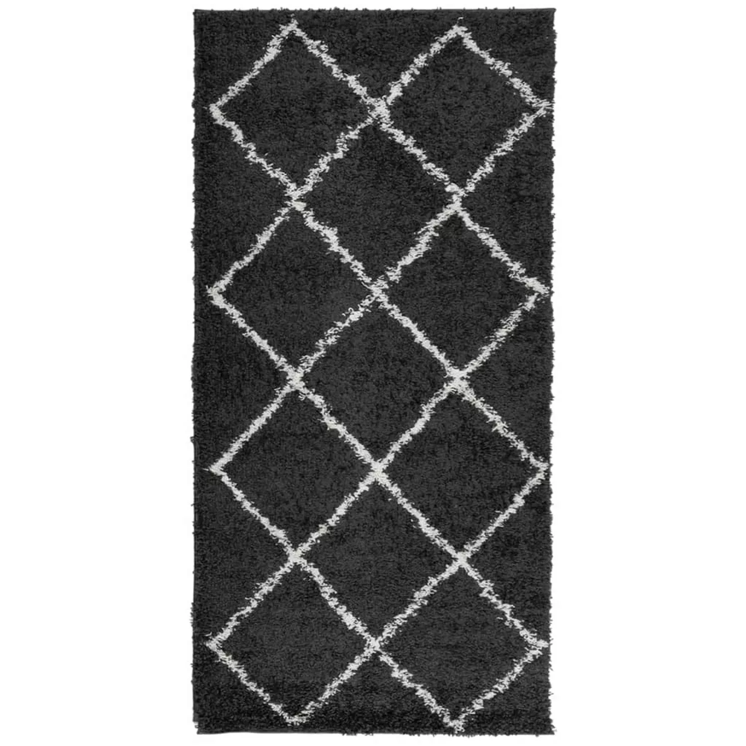 vidaXL Teppich Shaggy Hochflor Modern Schwarz Und Creme 100x200 Cm 1955849 günstig online kaufen