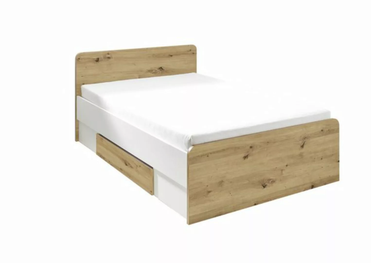 möbelando Bett Melina, Modernes Bett aus Spanplatte, Korpus in Artisan Eich günstig online kaufen