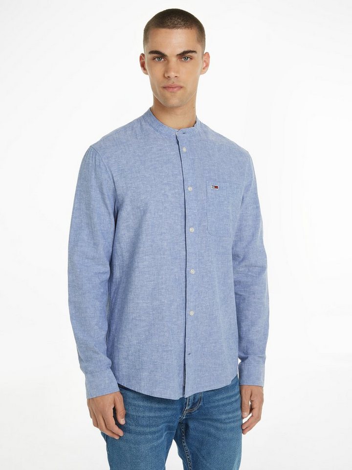 Tommy Jeans Langarmhemd TJM REG MAO LINEN BLEND SHIRT in melierter Optik günstig online kaufen