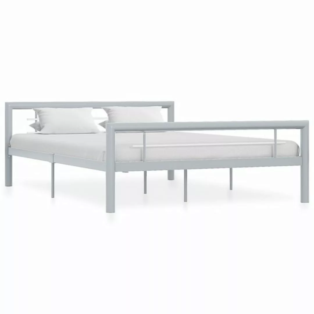 furnicato Bett Bettgestell Grau und Weiß Metall 160 × 200 cm günstig online kaufen