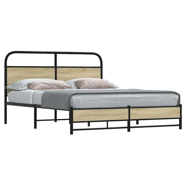 vidaXL Bett, Metallbett ohne Matratze Sonoma-Eiche 160x200 cm günstig online kaufen