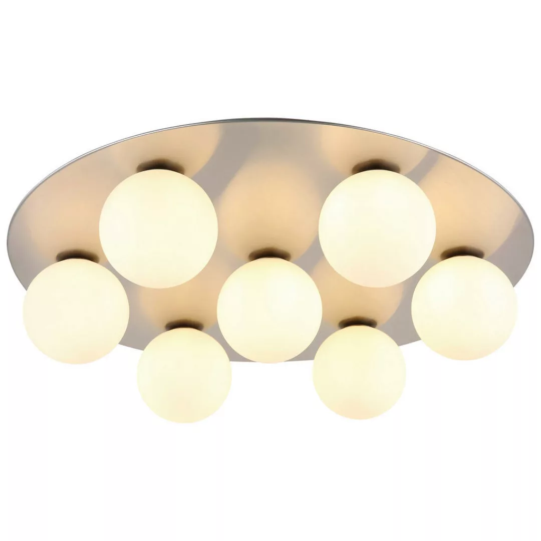 GLOBO Deckenleuchte Opal nickel matt Metall Glas H/D: ca. 15,5x60 cm G9 7 B günstig online kaufen