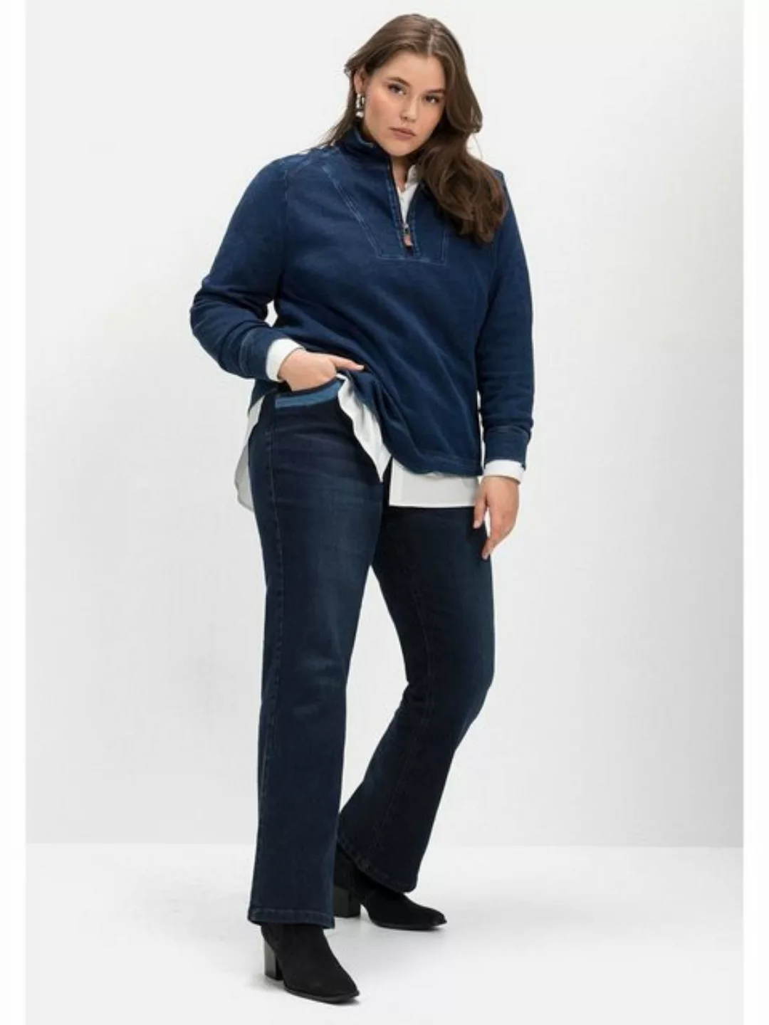 Sheego Bootcut-Jeans Große Größen mit Kontrastdetails an Bein und Tasche günstig online kaufen