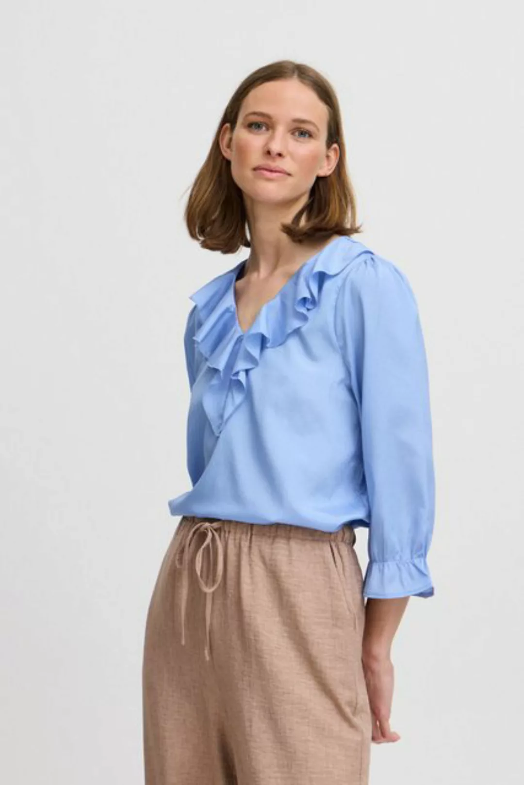 b.young Kurzarmbluse BYHANIKO SS FRILL BLOUSE Modische Bluse mit Rüsschen günstig online kaufen