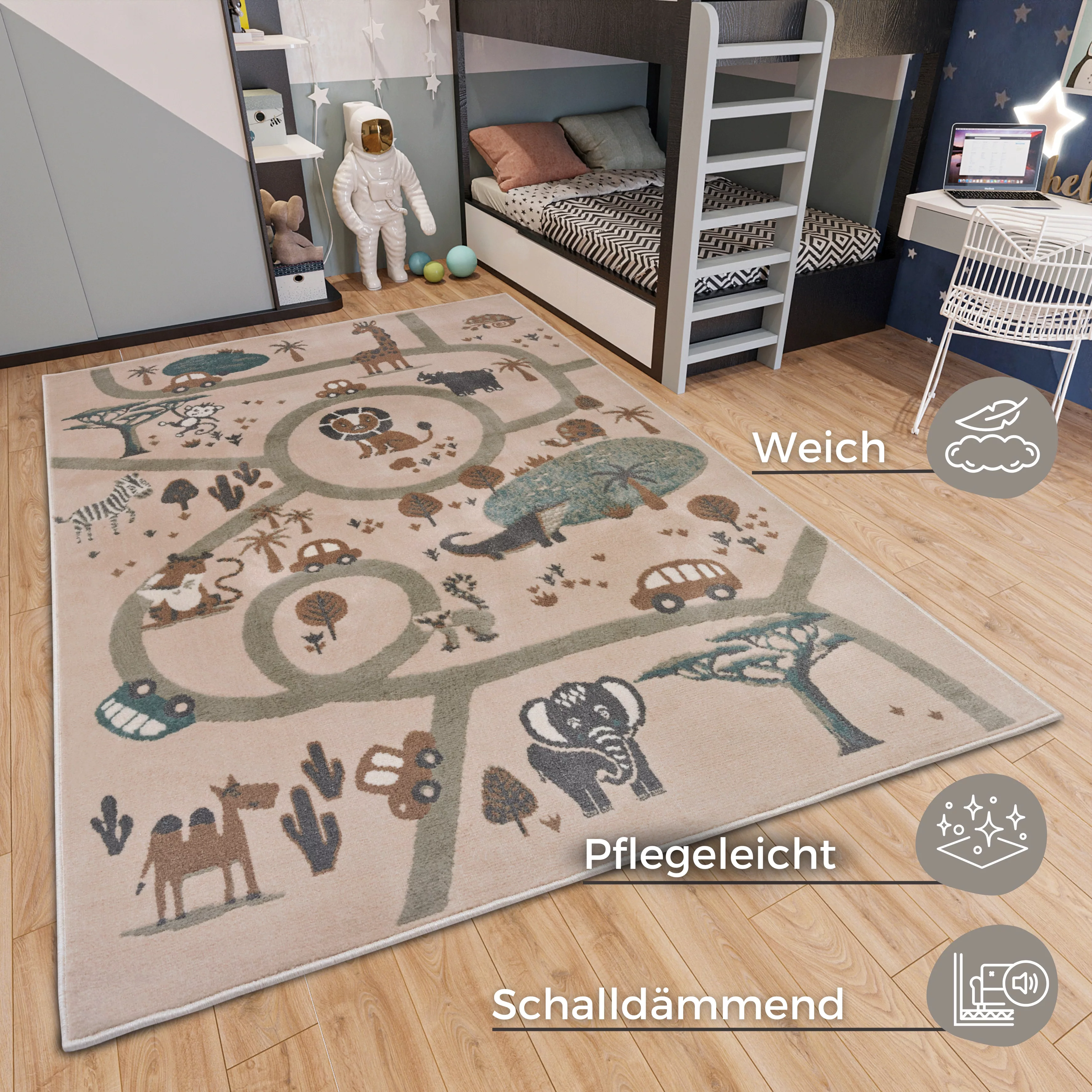 HANSE Home Kinderteppich »Adventures Animal Park«, rechteckig, 8 mm Höhe, S günstig online kaufen