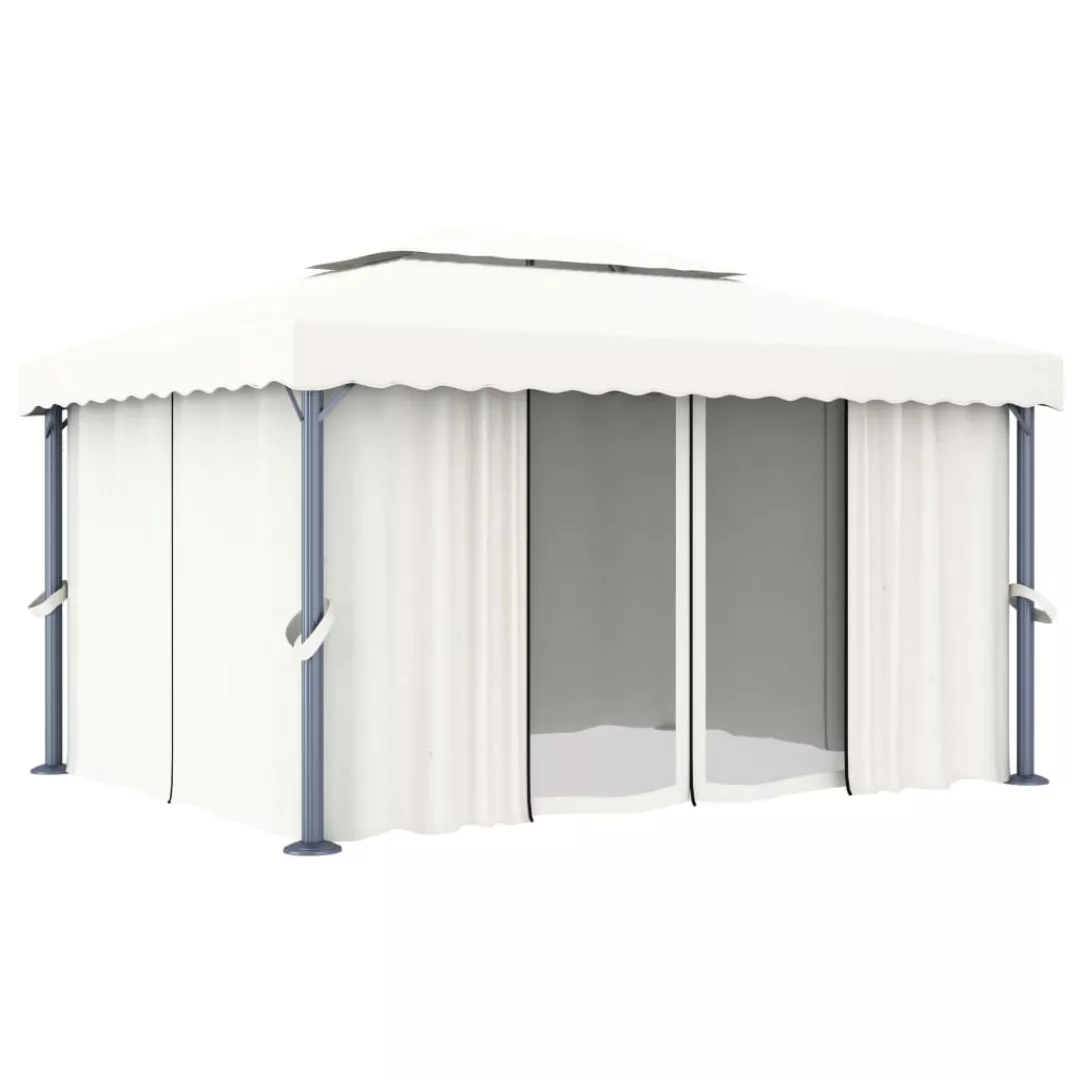 Pavillon Mit Vorhang 4x3 M Cremeweiß Aluminium günstig online kaufen