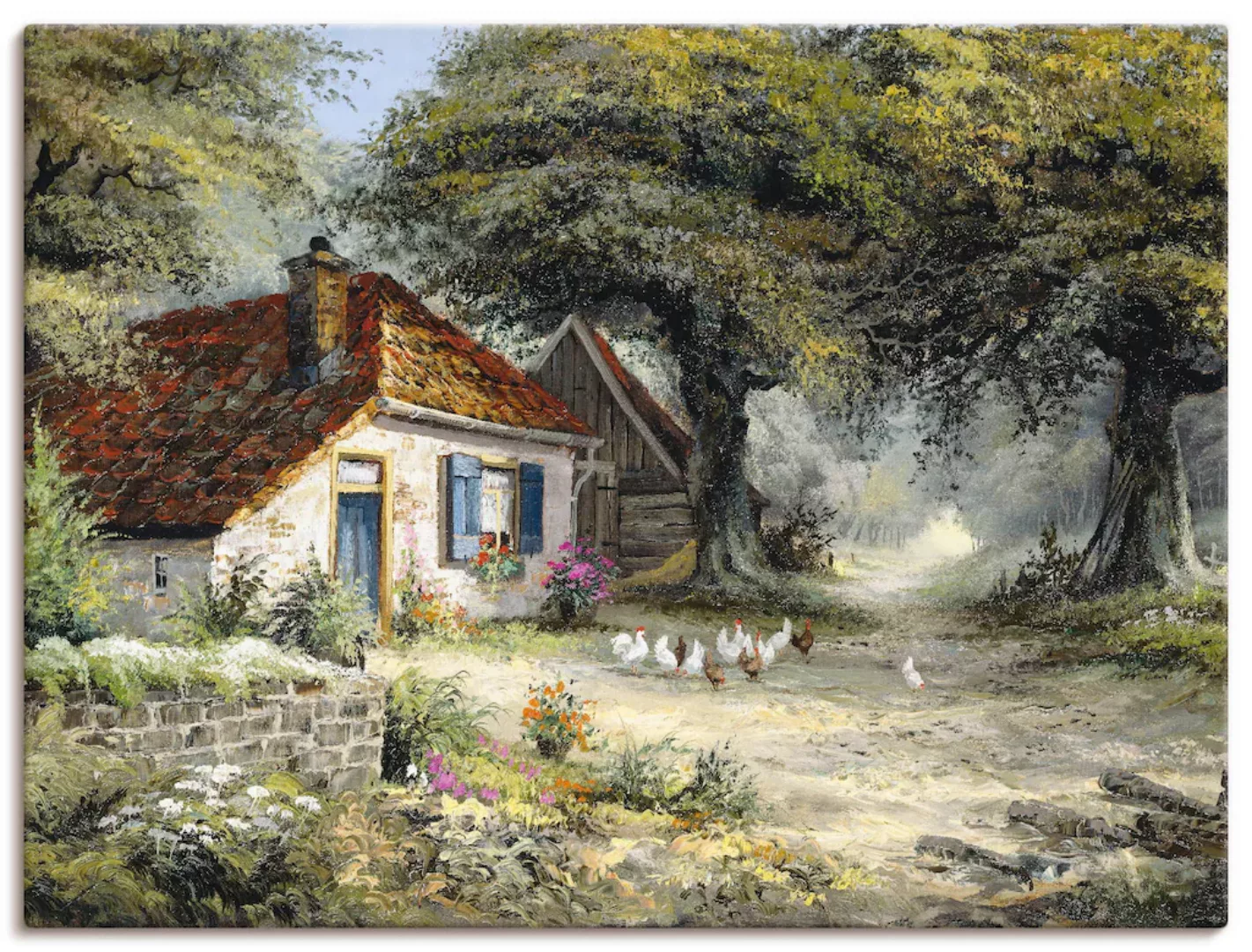 Artland Wandbild "Märchenhaftes Ferienhaus", Garten, (1 St.), als Leinwandb günstig online kaufen